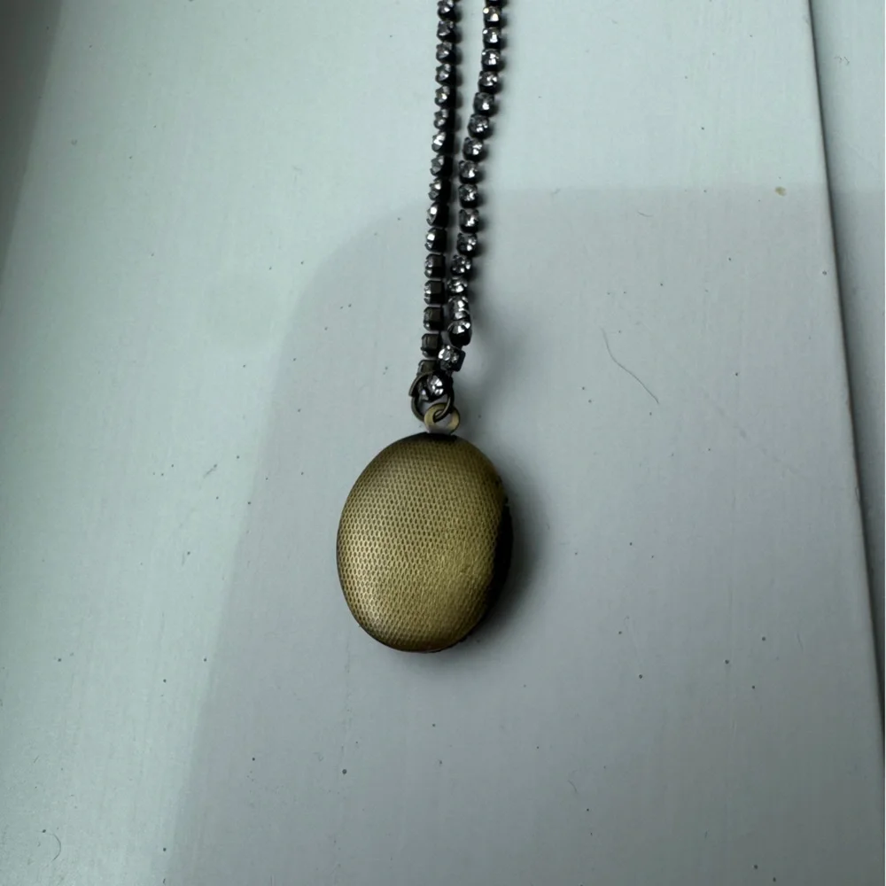 Gold Locket/Diffuser & Rhinestone Chain Necklace - Picture 2 of 3